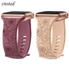 Floral Engraved Silicone Apple Watch Band Strap - Compatible with Series SE, Ultra, iWatch - Stylish Bracelet with TAG Design - TAG