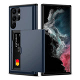 Samsung Galaxy Note Ultra Plus Armor Case - Hard Wallet Card Slide Cover, Shockproof Protection, Premium TAG Design - TAG