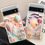 Chic Transparent TPU Mountain & Balloons Phone Case – Scenic Landscape Design for Google Pixel Pro - TAG