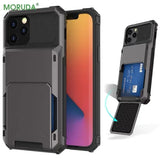 Flip Card Holder Armor Acrylic Phone Case for iPhone Plus, Mini, Pro, Max, XR, XS Max - Shockproof Plating Protective Cover with Convenient Card Slot - Ultimate Durability & Style - TAG