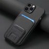 Foldable Bracket Carbon Fibre Vertical Card Holder Pocket Cover Wallet Case for iPhone - TAG
