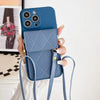 Luxury Leather Lanyard Wallet Case for iPhone Pro Max Mini Plus - Crossbody Stand Card Holder Strap Cover - TAG
