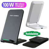 Fast Wireless Charger Stand for iPhone Pro Max & Samsung Note Ultra - Foldable, Quick Charging Dock for Mobile Devices -TAG