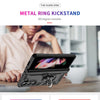 Shockproof Kickstand Hard Armor Case for Samsung Galaxy Z Fold with Finger Ring Holder - Durable Protection & Stand Feature - TAG