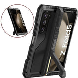 Shockproof Aluminum Metal Bumper Armor Case for Samsung Galaxy Z Fold - Heavy Duty Kickstand Protection Cover Funda - TAG